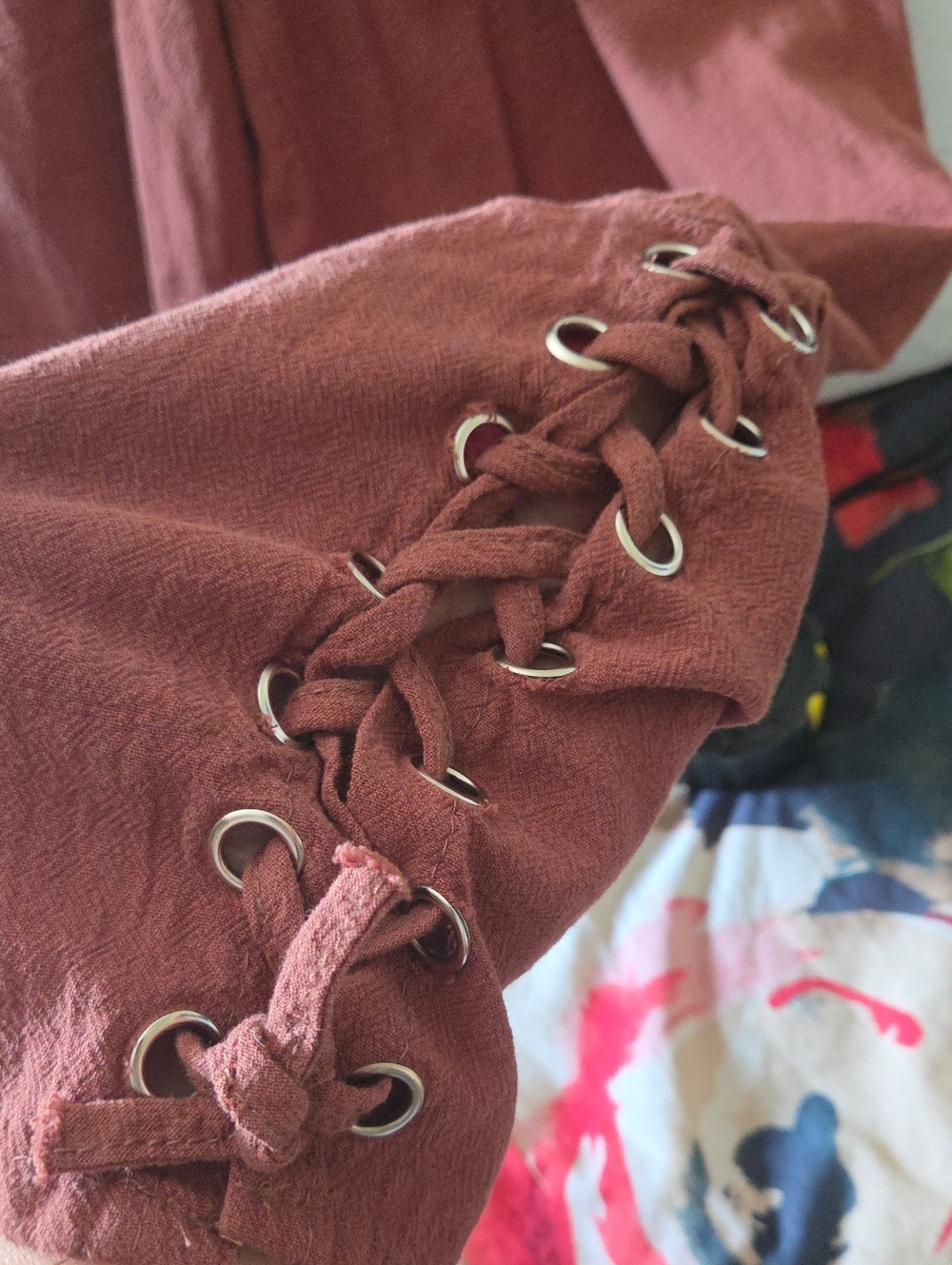 Lace-Up Detailed Drawstring Pants - Rust - Picture 2 of 5